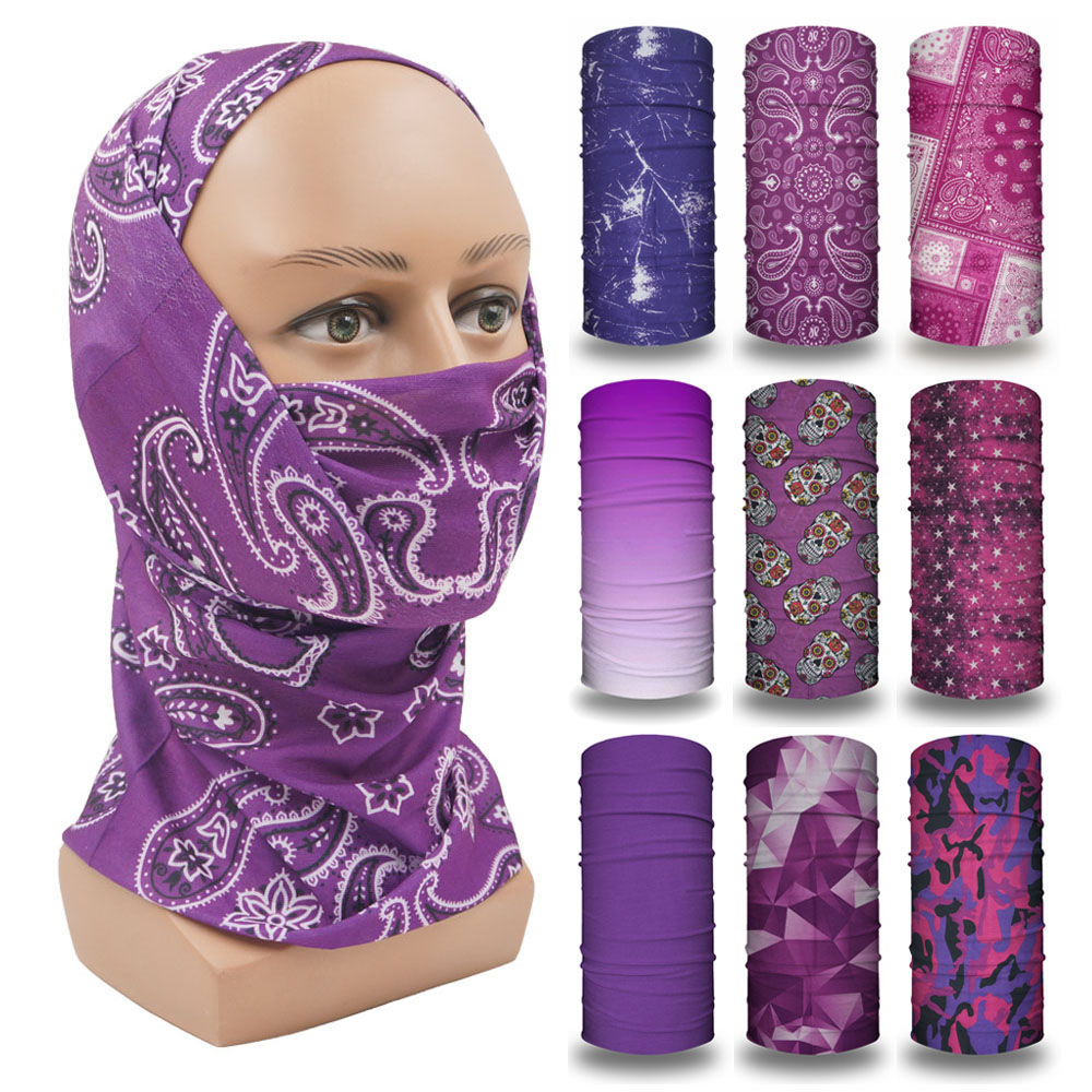 Cycling Gear For Women - สีม่วง Balaclava ผู้หญิงวิ่งแคมป์แถบคาดศีรษะผ้าพันคอ Quickdry คอ Gaiter