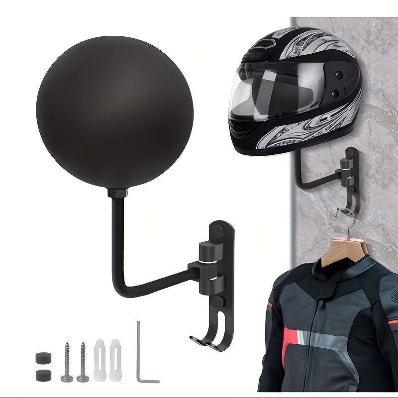 Cycling Gear Wall Mount - 180 ° ที่แขวนหมวกกันน็อคมอเตอร์ไซค์แบบหมุนได้ พร้อมตะขอสำหรับแขวนเสื้อแจ็คเก็ต หมวก อุปกรณ์กีฬา