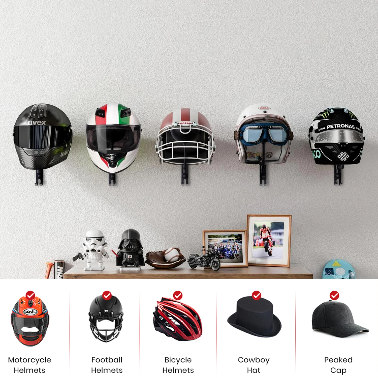 ที่วางหมวกกันน็อครถจักรยานยนต์ - Cycling Gear Wall Mount บทวิจารณ์และราคา